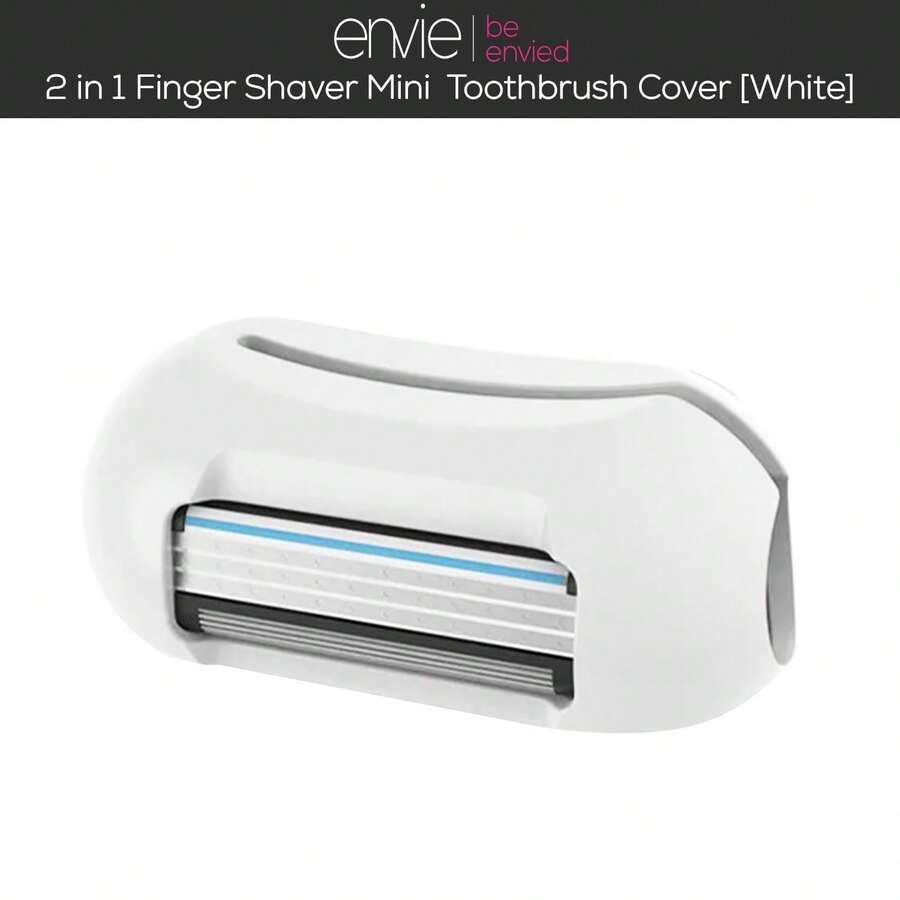 Envie 2 In 1 Finger Shaver Mini Razor & Travel Toothbrush Cover, Compact Portable Design, Multi-Use Personal Care Tool For Easy Storage And Travel - White - View 1