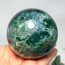 1pc Moss Agate Sphere, Diameter Between 1.96 Inches And 2.36 Inches, Suitable For Home Or Desktop Decor, Great As Christmas Or Mother's Day Gift, Also An Excellent Collectible - Green - View 6