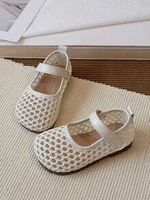 1 Pair Flat Non-Slip Breathable Mesh Fashionable Girls Shoes - Beige - View 6