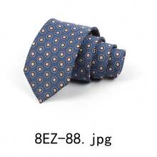 男士领带一条，适合：婚礼、商务、休闲、派对等场合。图案窄领带，防污防皱，条纹波点复古领带，领带夹和领带架套装，条纹休闲面料。 - 彩色 - 查看 7