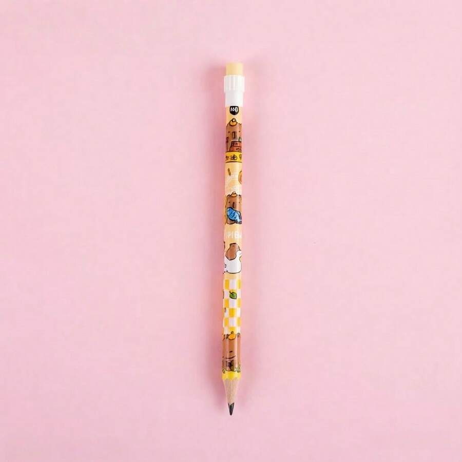 新款水豚造型橡皮擦，可爱卡通动物造型，创意设计；水豚HB铅笔（含替换笔芯），适合小学生使用，学校和办公用品，学校奖品，返校用品，学习必备品，圣诞礼物 - 彩色 - 查看 1