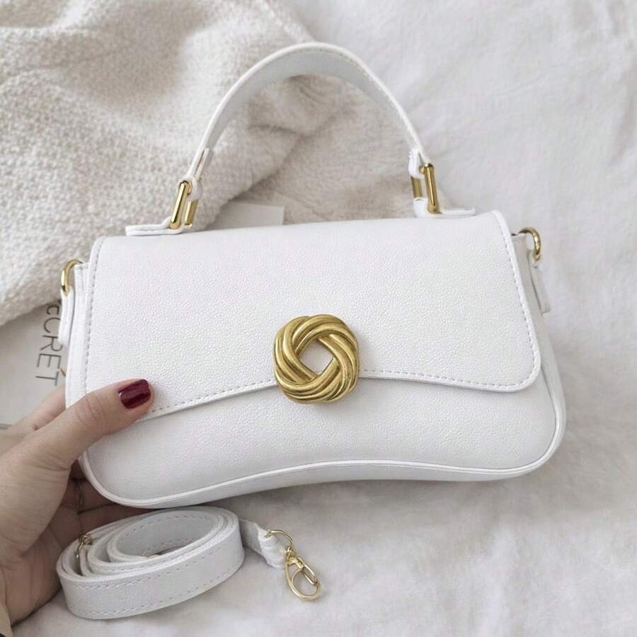 Elegant Structured Women's Handbag With Removable Strap. Made Of Premium Synthetic Leather. - 白色 - 查看 1