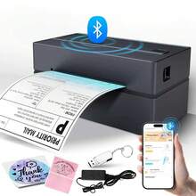 Shipping Label Printer 4x6 Bluetooth Thermal Label Printer For Small Business And Shipping Package, Support Android, IP Ho Ne, Windows, MacOS. - Black - View 1