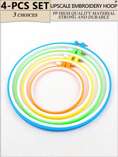 Set de 4 piezas de aros de bordado DIY coloridos, aros duraderos de material PP de alta calidad para punto de cruz, atrapasueños, móviles, adecuados para decoración de Halloween, Navidad, colgantes para mochilas, adornos para autos, accesorios para teléfonos/llaves, decoración de escritorio/mesita de noche, accesorios para el cabello
