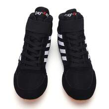 Men's High-Top Sports Non-Slip Boxing Shoes, Breathable Wrestling Shoes With Rubber Sole, Indoor Boxing Training Shoes - Black - View 3
