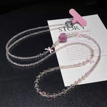 1条优雅水晶草莓手机挂绳，可拆卸斜挎链，闪亮串珠肩带，奢华替换包带，防丢手机挂饰 - 彩色 - 查看 10