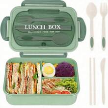 1 hộp cơm Bento cho người lớn 1200ml, hộp đựng cơm trưa chống rò rỉ kèm đồ dùng, hộp đựng cơm trưa 3 ngăn, quà tặng Giáng sinh màu hồng/xanh dương/kaki/xanh lá cây, đồ dùng học tập - màu xanh lá - Xem 18