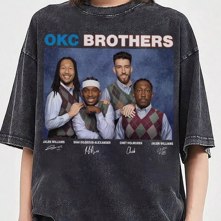 Jalen Williams Shai Holmgren Okc Brothers Vintage Shirt, Funny Step Bros Basketball Shirt, Gift For Fan Basketball - 黑色 - 查看 1