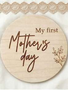 1pc My First Mother's Day Commemorative Wooden Plaque, Baby Photo Prop Card, Mother's Day Gift - Wood Color - View 8