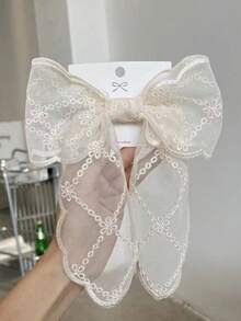 1 chiếc kẹp tóc nơ ren lưới thanh lịch kèm ruy băng, kiểu dáng công chúa, mềm mại và thời trang, phụ kiện tóc cho bé gái, phù hợp sử dụng hàng ngày. - Nhiều màu - Xem 10