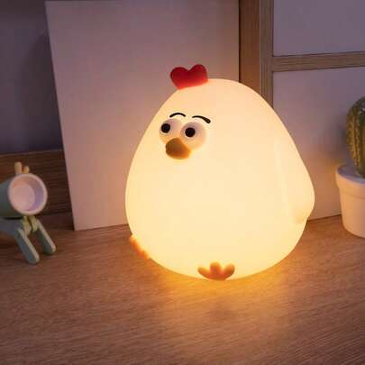 Silicone Cartoon LED Night Lamp USB Charging Desktop Decor Touch Control For Bedroom Birthday Gift