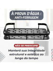 黑色铝合金浴室置物架，壁挂式沐浴露和肥皂收纳盒 - 彩色 - 查看 8