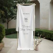 Custom Faux Linen Baby Shower Banner Personalized Minimalist Baby Shower Welcome Sign With Custom Name Date For Baby Shower Decor - Multicolor - View 4