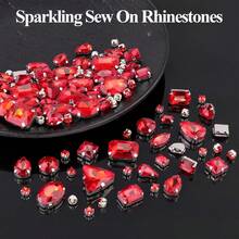 130 piezas de Rhinestones transparentes, Rhinestones de garra de metal mixto, Adecuado para joyería, ropa, accesorios, vestidos - Rojo - Ver 4