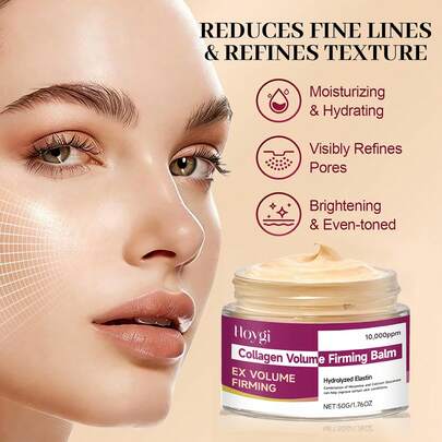 Hoygi 50g/1.76 Oz Crema reafirmante de calcio y colágeno poderosa - Rebornic 10000ppm, niacinamida e hidrolizado de elastina, crema facial reafirmante y de elasticidad para piel flácida, reducción de líneas finas, hidratación profunda