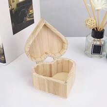 4pcs Unpainted Heart-Shaped DIY Storage Box, Wooden Craft Box, Jewelry Box, Gift Box, Artist Tool - as shown - View 2
