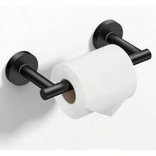 Portarrollos de papel higiénico HITSLAM, estante giratorio de barra doble para papel higiénico montado en la pared, color negro mate, dispensador de tejido de baño de acero inoxidable SS304 - Negro - Ver 13