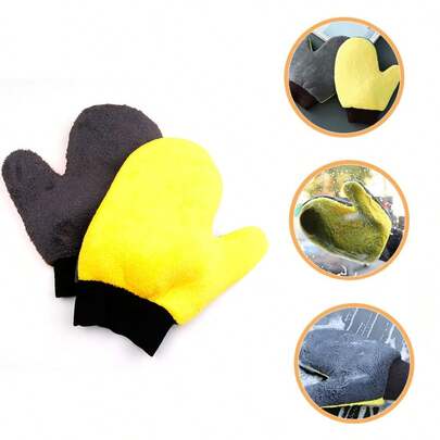 1 pieza Guantes de lavado de coche de felpa, guantes de lavado de doble cara, herramienta de lavado resistente a los arañazos, adecuada para accesorios de limpieza de coche/hogar