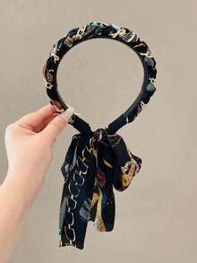 1pc Vintage Pattern Long Tail Teeth Headband, Suitable For Women Daily Wear, Gathering Flyaway Hair, Personalized & Style, Fit For Braiding, Face Washing, Dating, Traveling, Matching Outfits, Photo Taking, Spring & Summer Hair Accessory, Mother's Day Gift Hairband Hair Hoop Head Accessories - 彩色 - 查看 6