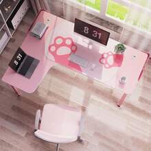 Eureka Ergonomic Gaming Desk Pink60 Inch Pink L Shaped Gaming Desk with Free Mouse Pad Gaming Table Pink for Girls Home Office Wood and Metal Space-Saving Computer Desk Easy to Assemble Pink - ROSA - Ver 2