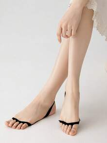 5双黑色五趾袜，女士隐形船袜，带硅胶防滑设计，超薄，适合搭配高跟鞋 - 彩色 - 查看 5