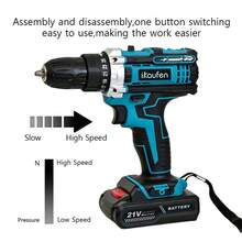 Electric Impact Drill Electric Screwdriver Set Power Tool Kit For Home Improvement With 2 Battery With Tool Box - 藍色 - 查看 3