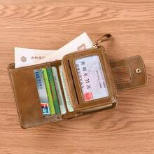 1pc Men's Short Wallet, Multi-Card Slots, Snap Button, Zipper Coin Pouch, Tri-Fold Bifold Wallet, Multifunctional Business Casual - Brown - View 2