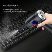 Wireless Electric Air Duster, Equipped With 51000 RPM High-Power Blower, 4-Speed Adjustable & LCD Display, 3000mAh Fast Charging, 15-45 Min Runtime, USB Powered Portable Wireless Cleaner For Computer, Keyboard, TV, Game Console - Compatible With Power Bank/Car Charger, 4-In-1 Accessories & 90° Foldable Handle, Replacement For Compressed Air Cans, Air Blower - Silver - View 10