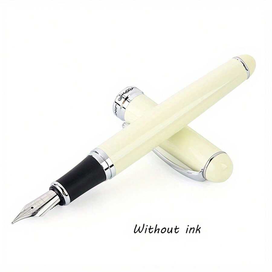 1pc X750 Iridium Fountain Pen, Metal Ballpoint Pen For Business Office Writing Practice - Milky White - View 1