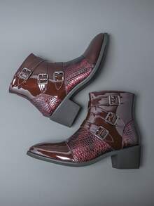 Botas Chelsea para hombres, estilo retro clásico de caña alta, cómodas y transpirables, adecuadas para caminar al aire libre, senderismo, uso diario, tallas grandes, nuevas para otoño/invierno - Rojo - Ver 6