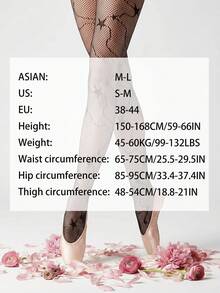 1pc Black Star Mesh Stockings, Sexy & Sensual Sheer Socks For Women, Spring/Summer - Black - View 3
