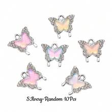 10个梦幻蝴蝶合金吊坠，时尚渐变蝴蝶水钻饰品挂件，可用于手链项链DIY，情侣礼物 - 蝴蝶吊墜 - 查看 9