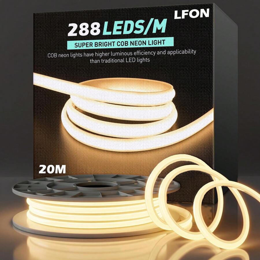 AC 110-130V COB Neon Rope Light - 288 LEDs/M Ultra-Bright Waterproof Neon Strip Light, White & Warm White For Outdoor Festivals, Stage & Landscape Lighting - View 1