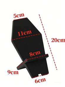 1pc Black Tombstone Phone Holder, Hollow Bottom Design Slouchy Stand - Black - View 5