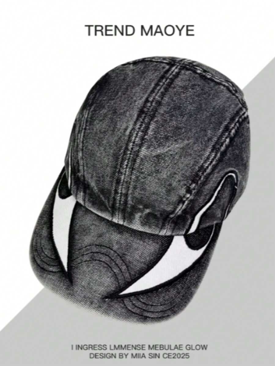 1顶美式街头风火焰刺绣棒球帽，男女通用，适合春秋季佩戴，宽帽檐显脸小，嘻哈风格 - A - 查看 1