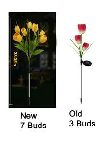 7-Head Solar Powered Tulip Flower Lights, LED Garden Yard Pathway Landscape Lighting, Waterproof Outdoor Decor Lamps - Tulip - View 7