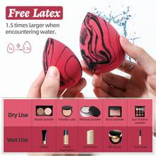 BS-MALL 23pcs Professional Face Makeup Brush Set, 20pcs Soft Velvety Makeup Brushes + 2pcs Red & Black Patterned Makeup Sponge + White Makeup Sponge Holder - Hot Pink - View 3