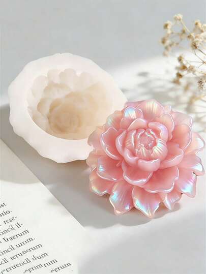 手工3D牡丹花硅胶模具，香薰蜡烛皂石石膏模具，DIY家居香氛水晶环氧树脂滴胶模具，花卉设计石膏工艺品耐用装饰模具
