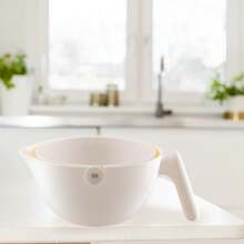 Double-Layer Plastic Vegetable Washing Basket - Versatile Fruit Drainer For Kitchen - Cream White Design - S - View 3