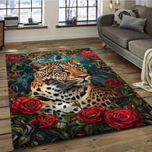 Luxurious Flowers And Exquisite Tigers Pattern Flannel Carpet, Vibrant And Energetic , 2D Digital Printing, Non-Slip Rubber Bottom, Multiple Sizes Available. Suitable For All Seasons, Washable, Machine Washable, Comfortable, Unique, Suitable For Him, Her, Family Members, Boyfriend, Girlfriend, Father, Family Members, Mother, Lover, Daughter, Son, Grandfather, Grandmother, Teacher, Doctor, Nurse, Friend, Classmate, Pet. As Birthday Gifts, Household Items, Wedding Items, Souvenirs, Home Decoration, Daily Life, Office Decoration, Birthday, Anniversary, Valentine's Day, Thanksgiving, Graduation Season, Christmas, Halloween, Mother's Day, Father's Day, Wedding, New Year Gift Decoration. Suitable For Shopping Centers, Restaurants, Kitchens, Bathrooms, Living Rooms, Bedrooms, Corridors, Balconies, Outdoor Doors, Door Mats, Entrance Mats, Non-Slip Mats, Offices, Cafes, Piano Room Floor Decoration - 多色4 - 查看 5