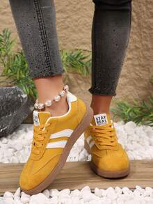Hidkat Women's Summer Casual Flat Soft Bottom Non-Slip Splicing Color Outdoor Sports Shoes, Suitable For Spring And Autumn - Yellow - View 4