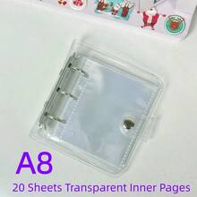 1个极简透明A5/A6计划本封面，6孔可替换内芯活页夹，PVC材质活页笔记本外壳，带按扣，适用于学校、会议、旅行和办公，情人节礼物，返校季礼物 - 彩色 - 查看 15