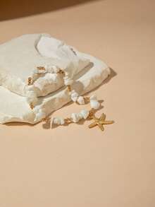 1pc Bohemian Style Metal Starfish & Bead Anklet, Unique Design Foot Jewelry, Practical Gift For Girlfriend/Best Friend - 31779-ank-g-eP - View 8