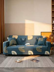 1pc Elastic Sofa Cover, All Inclusive Polyester Fiber Sofa Cover, Knitted Milk Silk All Season Universal Sofa Cover - Blue - View 7