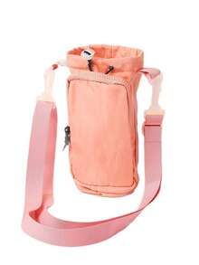 Adjustable Strap Lightweight Durable Water Bottle Holder Bag - Suitable For Hiking, Fitness, Travel And Daily Use Crossbody Bag | With Insulated Main Compartment And Zipper Pocket To Store Phone, Wallet, Keys | Drawstring Design For Hands-Free - Multicolor - View 7