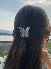 6个/套 女士塑料哑光蝴蝶小发夹，发爪 - 彩色 - 查看 9