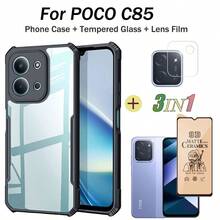 POCO C85 手机壳专用防震磨砂陶瓷屏幕保护膜，加厚透明亚克力防震全屏陶瓷保护膜+镜头膜，春季礼物 - 黑色 - 查看 8