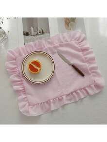 1pc/2pcs/6pcs Striped Pink & Blue Textured Lace Napkins, Girly Decor For Dining Table, Fresh Placemats, Napkin Holders, Coasters, Background Cloth - Multicolor - View 14