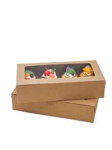 5pcs/10pcs White Square Window Bread Box, White Cardboard Material Cookie Box With Window, Kraft Paper Square Window Cake Box Suitable For Pastries, Pies, Muffins, Chocolates, Strawberry Cookies - View 8