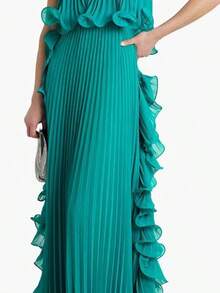 Women's Summer New Ins-Style Pleated Wrap-Breast Flared Dress - 黃色 - 查看 5